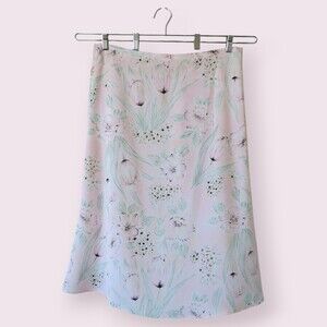 Vintage NOTATIONS Pink Floral Skirt Sz 1X Maxi Pastel Chiffon Pull On Spring